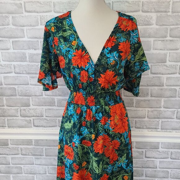 Anthropologie Abel the Label Floral Dress Short Sleeve Flowy Resort Ruffle XS - Picture 2 of 8